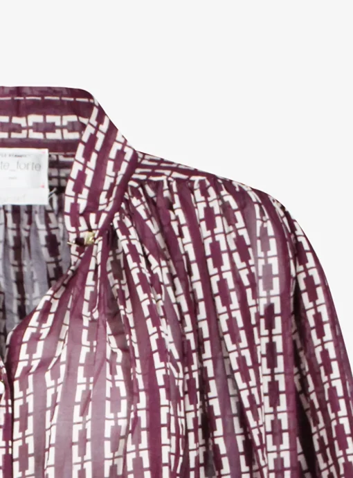 Blouse voile bordeaux offwhite grafische print | DELSCHER. Fashion