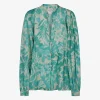 Blouse voile groen gebloemd | DELSCHER. Fashion