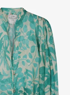 Blouse voile groen gebloemd | DELSCHER. Fashion
