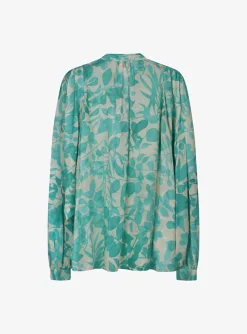 Blouse voile groen gebloemd | DELSCHER. Fashion