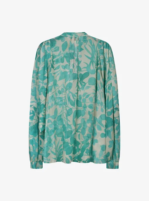Blouse voile groen gebloemd | DELSCHER. Fashion