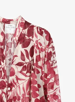 Blouse voile rood gebloemd | DELSCHER. Fashion