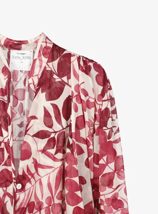 Blouse voile rood gebloemd | DELSCHER. Fashion