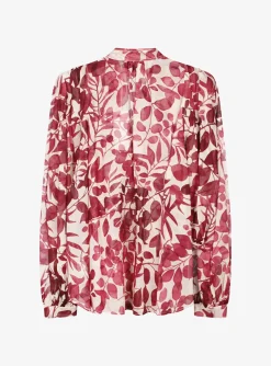 Blouse voile rood gebloemd | DELSCHER. Fashion