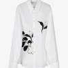Blouse wit met bloem print | DELSCHER. Fashion