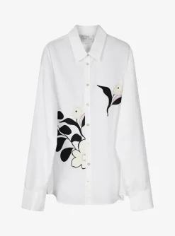 Blouse wit met bloem print | DELSCHER. Fashion
