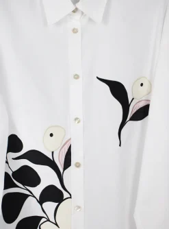 Blouse wit met bloem print | DELSCHER. Fashion