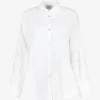 Blouse wit met bloemen op mouw | DELSCHER. Fashion