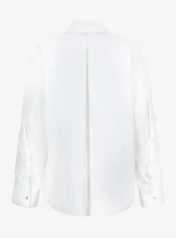 Blouse wit met bloemen op mouw | DELSCHER. Fashion
