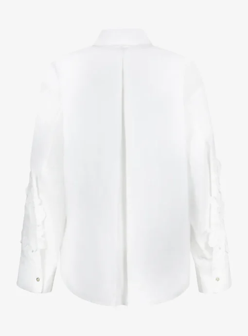 Blouse wit met bloemen op mouw | DELSCHER. Fashion