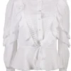 Blouse wit volants | DELSCHER. Fashion