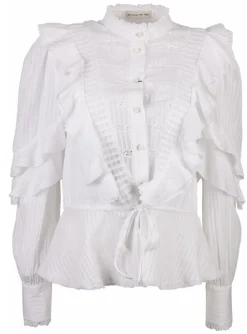 Blouse wit volants | DELSCHER. Fashion