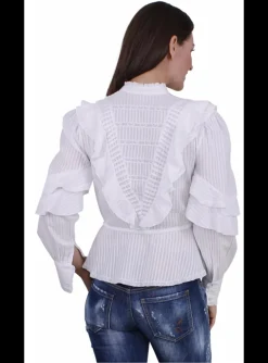 Blouse wit volants | DELSCHER. Fashion