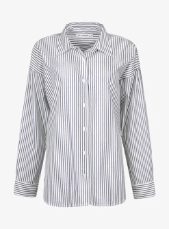 Blouse Zelda streep blauw wit | DELSCHER. Fashion