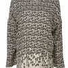 blouse zijde camel/zwart dessin | DELSCHER. Fashion