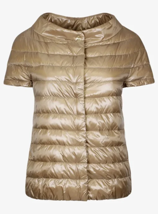 Bodywarmer gestept camel | DELSCHER. Fashion