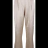 Broek bandplooi glans beige | DELSCHER. Fashion