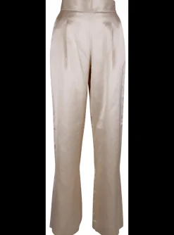 Broek bandplooi glans beige | DELSCHER. Fashion