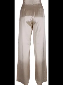 Broek bandplooi glans beige | DELSCHER. Fashion