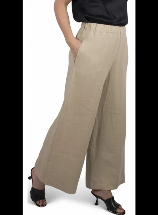 Broek linnen kaki | DELSCHER. Fashion