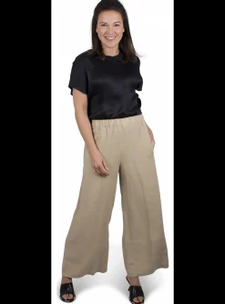 Broek linnen kaki | DELSCHER. Fashion