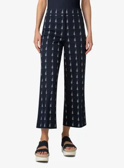 Broek marine wit sailboat print | DELSCHER. Fashion