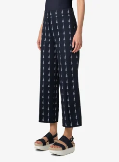 Broek marine wit sailboat print | DELSCHER. Fashion