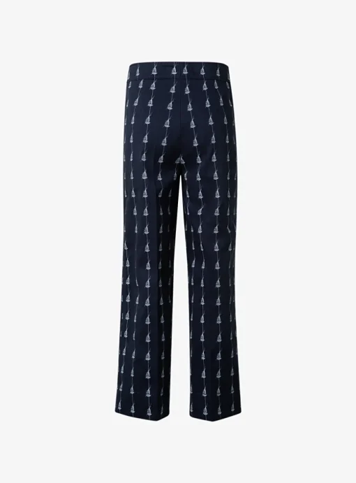 Broek marine wit sailboat print | DELSCHER. Fashion