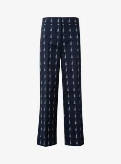 Broek marine wit sailboat print | DELSCHER. Fashion