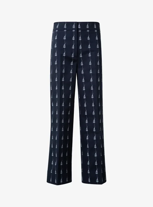 Broek marine wit sailboat print | DELSCHER. Fashion