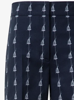Broek marine wit sailboat print | DELSCHER. Fashion