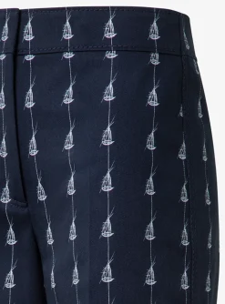 Broek marine wit sailboat print | DELSCHER. Fashion