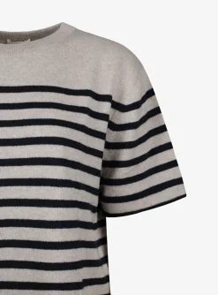 Cila pull streep beige navy | DELSCHER. Fashion