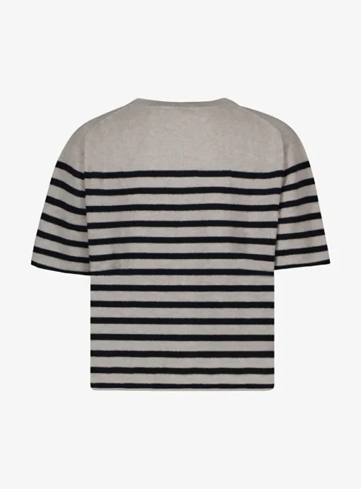Cila pull streep beige navy | DELSCHER. Fashion