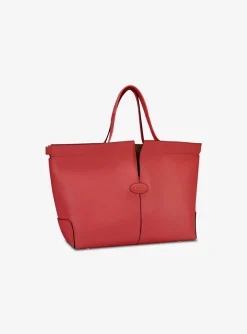 Di bag folio shopper medium leder lipstick rood | DELSCHER. Fashion