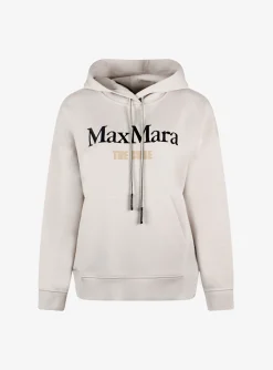Hoody the cube beige met koordjes en logo | DELSCHER. Fashion