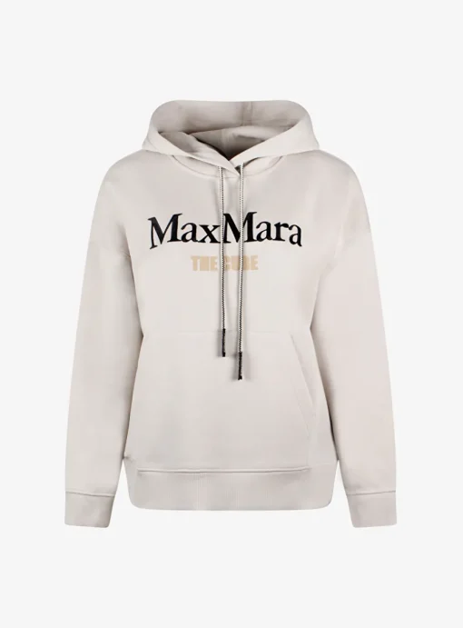 Hoody the cube beige met koordjes en logo | DELSCHER. Fashion