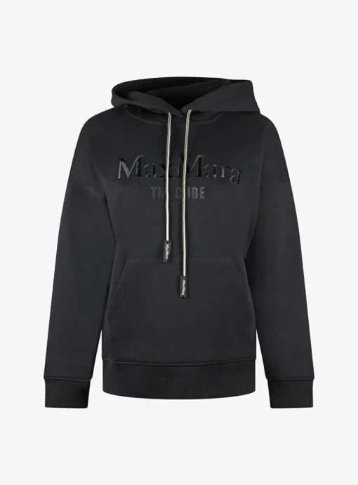 Hoody the cube zwart met koordjes en logo | DELSCHER. Fashion