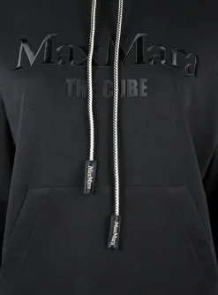 Hoody the cube zwart met koordjes en logo | DELSCHER. Fashion