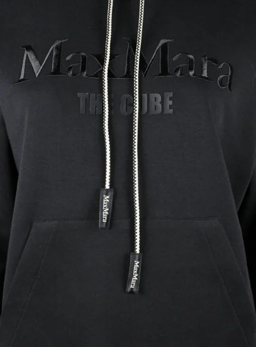 Hoody the cube zwart met koordjes en logo | DELSCHER. Fashion