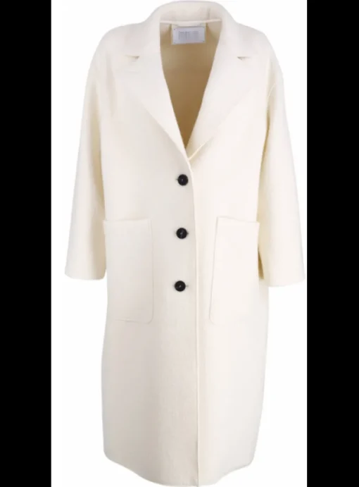 Jas boiled wool structuur offwhite | DELSCHER. Fashion