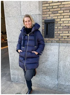 Jas step capuchon blauw | DELSCHER. Fashion