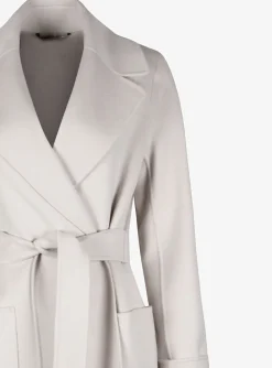 Jas wol licht grijs paolore lang model | DELSCHER. Fashion