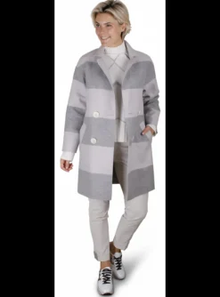 Jas wol streep grijs kiezel | DELSCHER. Fashion