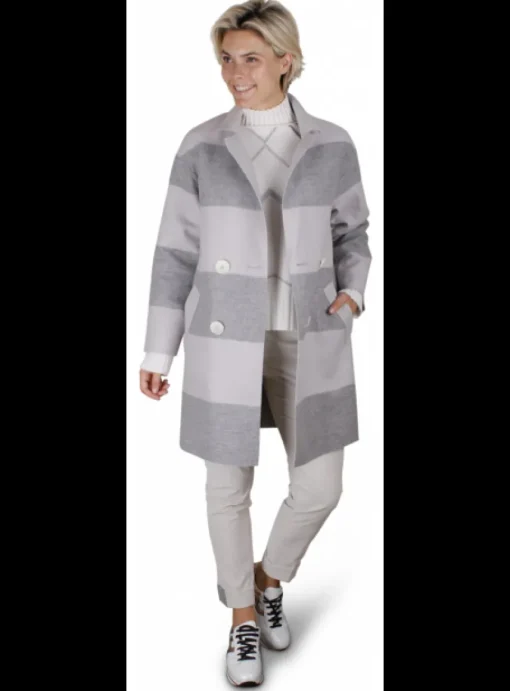 Jas wol streep grijs kiezel | DELSCHER. Fashion