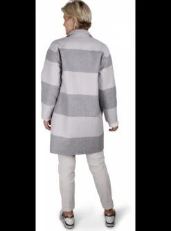 Jas wol streep grijs kiezel | DELSCHER. Fashion