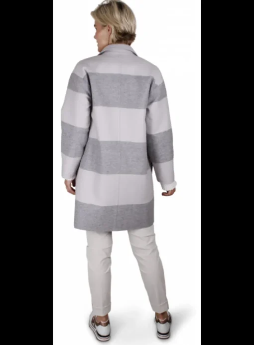 Jas wol streep grijs kiezel | DELSCHER. Fashion