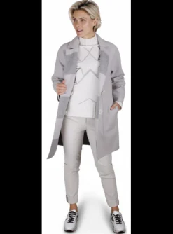 Jas wol streep grijs kiezel | DELSCHER. Fashion