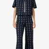 jasje korte mouw marine wit sailboat print | DELSCHER. Fashion