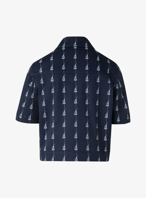 jasje korte mouw marine wit sailboat print | DELSCHER. Fashion